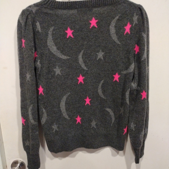 White + Warren Anthropologie Women's Heart Moon Star 100% Cashmere Sweater Sz S - Picture 6 of 6